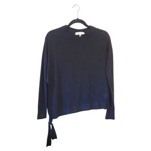 John + Jenn Black Side Slit Tie Lightweight Sweater